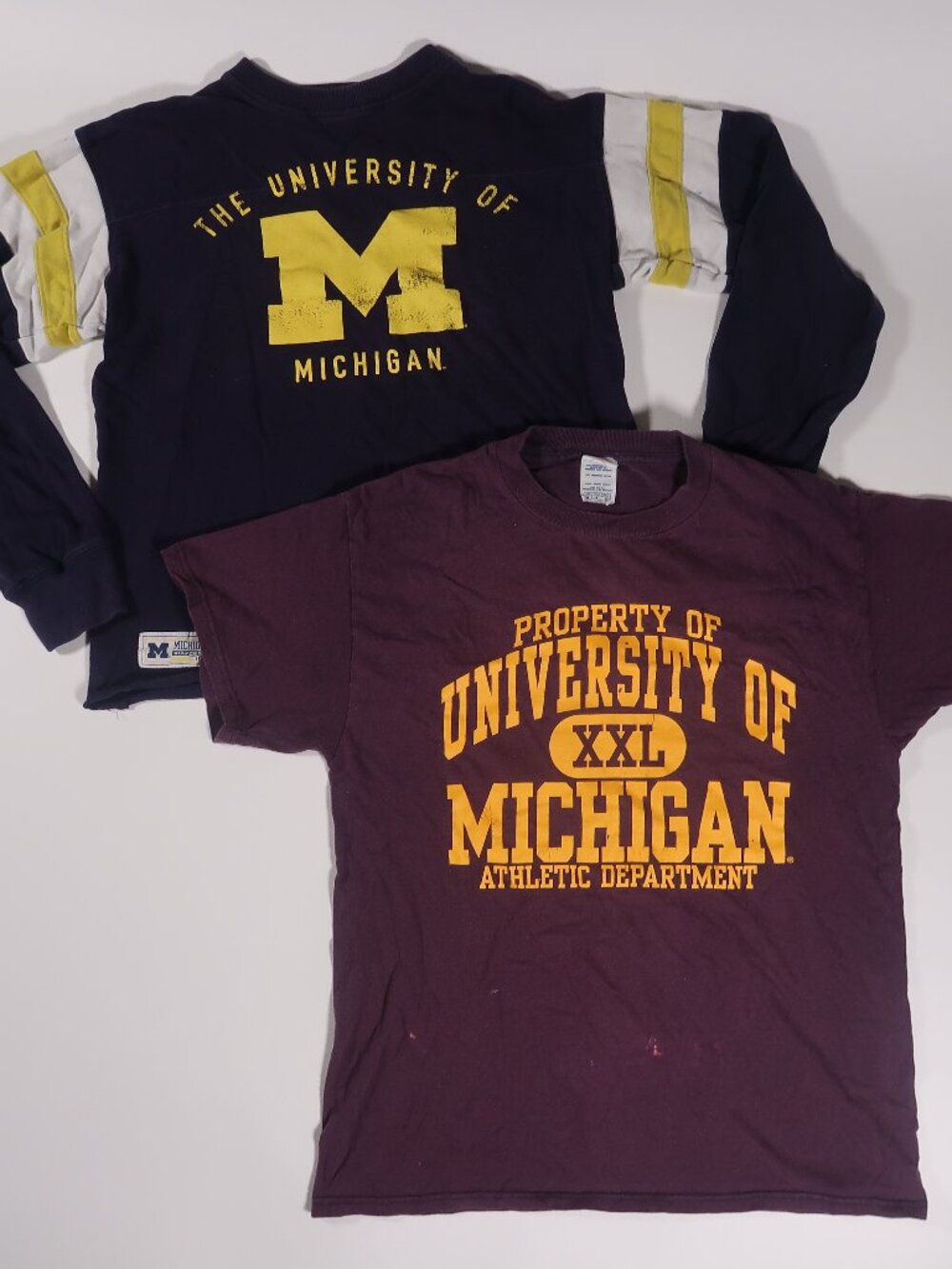 University of Michigan Graphic Tees - Navy & Maroon with Yellow Logo